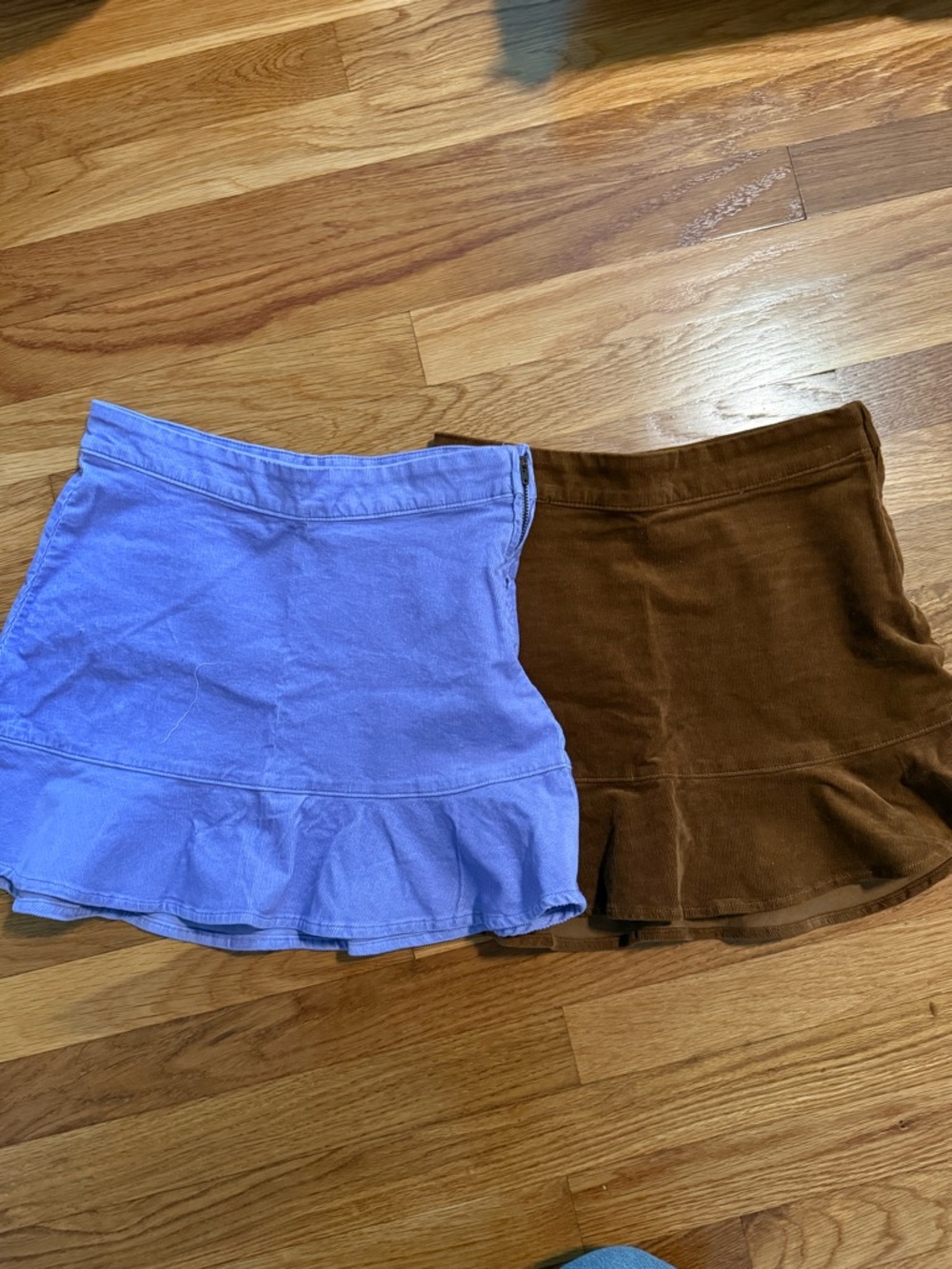 Crewcuts Corduroy Lavender Blue and Brown Ruffle Hem Skirts